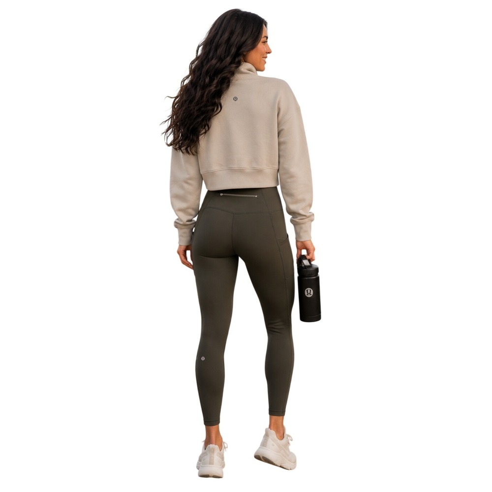 Lululemon Fast & Free High-Rise 25" Nulux Dark Olive Leggings Size 4 - Picture 4 of 16